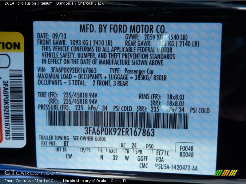 Dark Side / Charcoal Black 2014 Ford Fusion Titanium