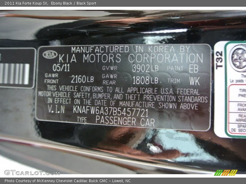 Ebony Black / Black Sport 2011 Kia Forte Koup SX