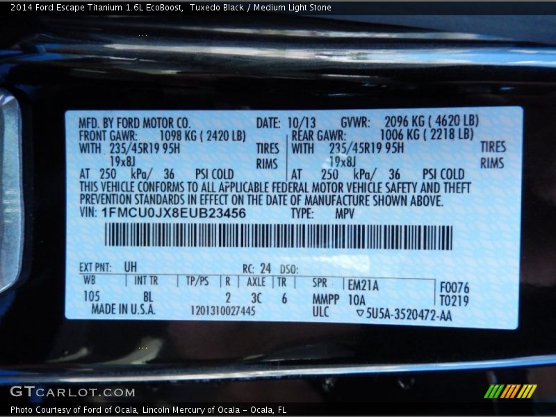 Tuxedo Black / Medium Light Stone 2014 Ford Escape Titanium 1.6L EcoBoost