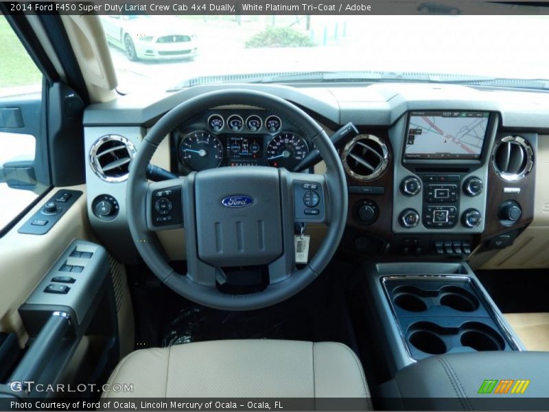 White Platinum Tri-Coat / Adobe 2014 Ford F450 Super Duty Lariat Crew Cab 4x4 Dually