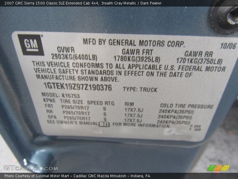 Stealth Gray Metallic / Dark Pewter 2007 GMC Sierra 1500 Classic SLE Extended Cab 4x4