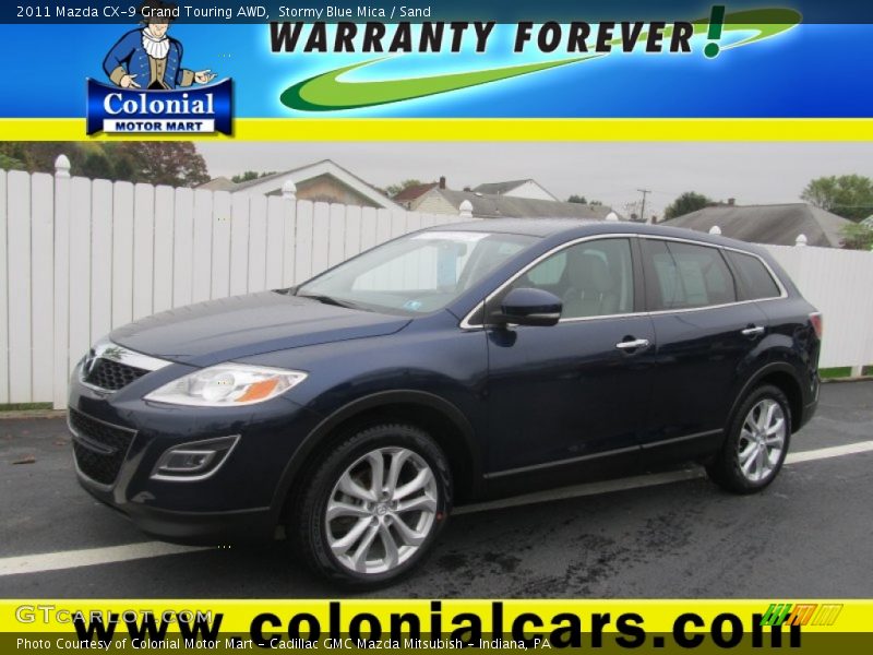 Stormy Blue Mica / Sand 2011 Mazda CX-9 Grand Touring AWD