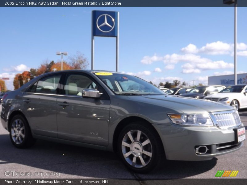 Moss Green Metallic / Light Stone 2009 Lincoln MKZ AWD Sedan