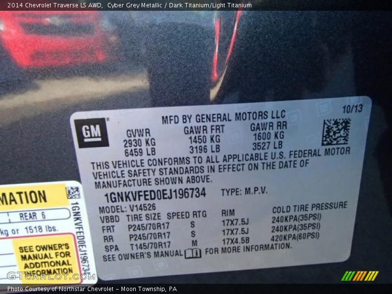Cyber Grey Metallic / Dark Titanium/Light Titanium 2014 Chevrolet Traverse LS AWD