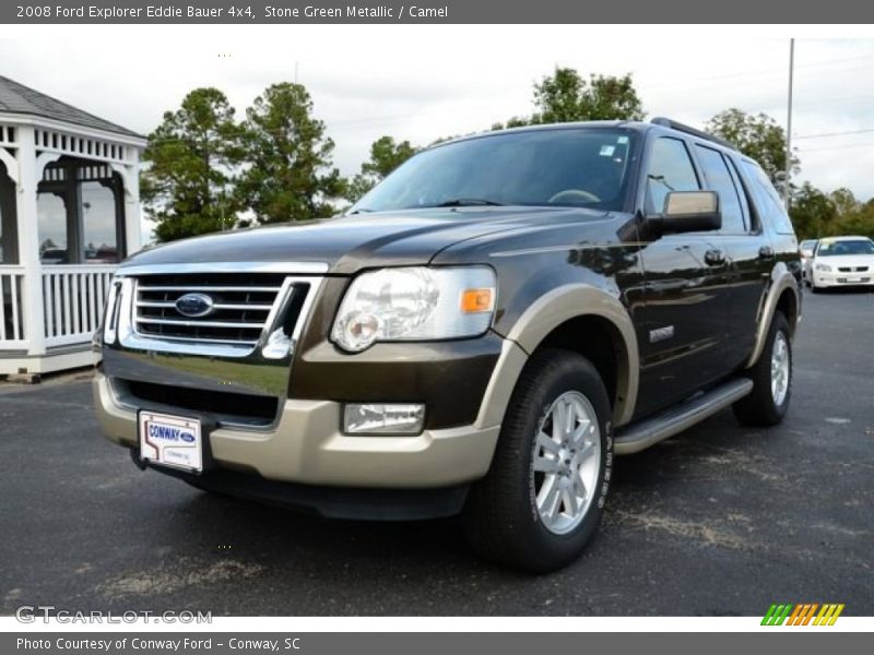 Stone Green Metallic / Camel 2008 Ford Explorer Eddie Bauer 4x4