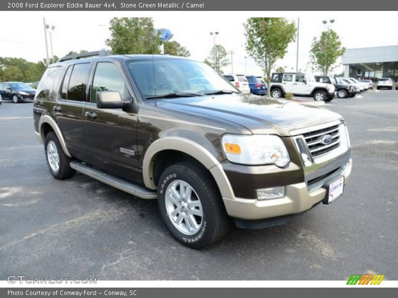 Stone Green Metallic / Camel 2008 Ford Explorer Eddie Bauer 4x4
