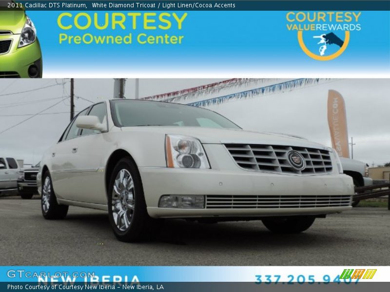 White Diamond Tricoat / Light Linen/Cocoa Accents 2011 Cadillac DTS Platinum