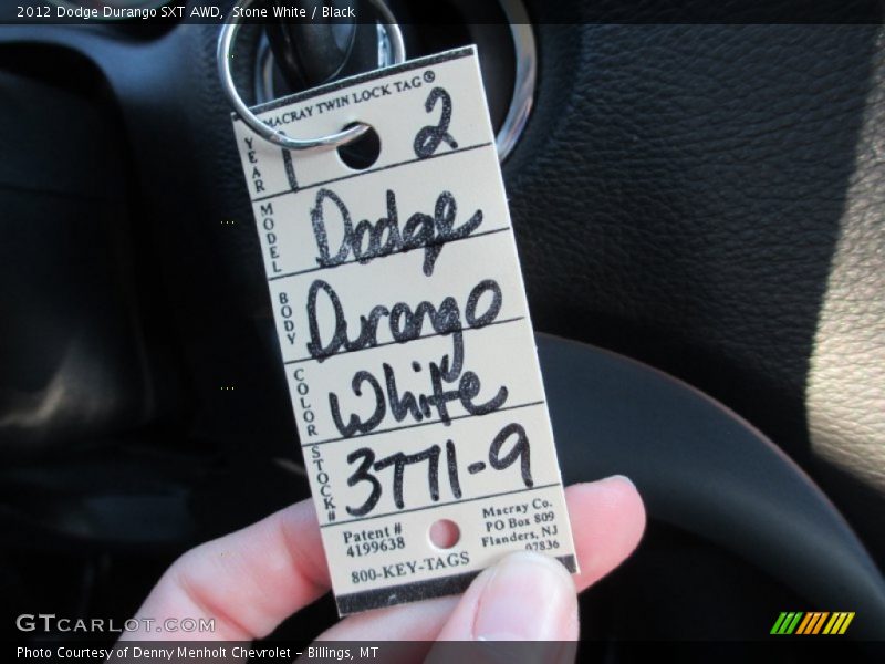 Stone White / Black 2012 Dodge Durango SXT AWD