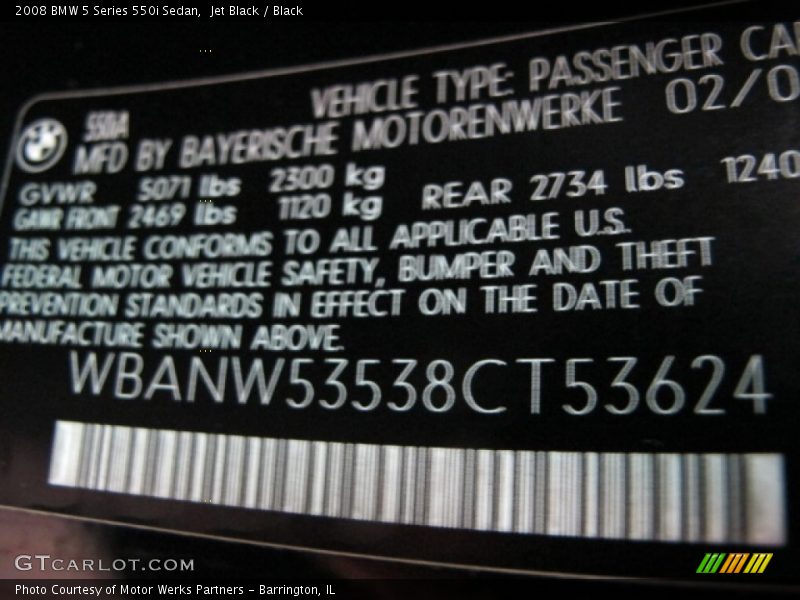 Jet Black / Black 2008 BMW 5 Series 550i Sedan