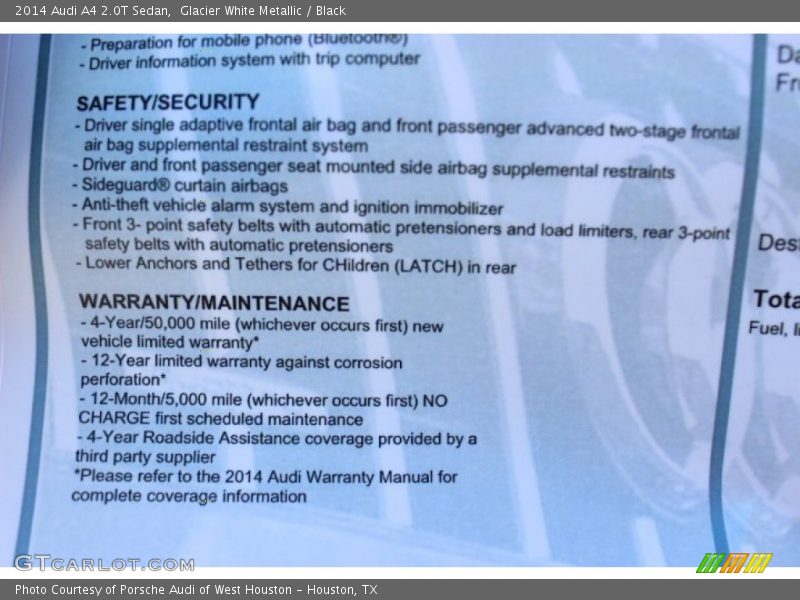 Glacier White Metallic / Black 2014 Audi A4 2.0T Sedan