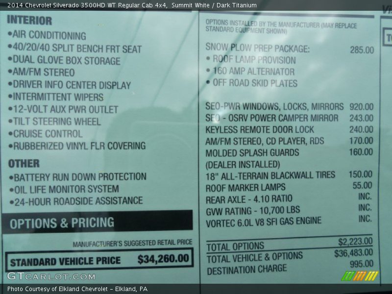 Summit White / Dark Titanium 2014 Chevrolet Silverado 3500HD WT Regular Cab 4x4