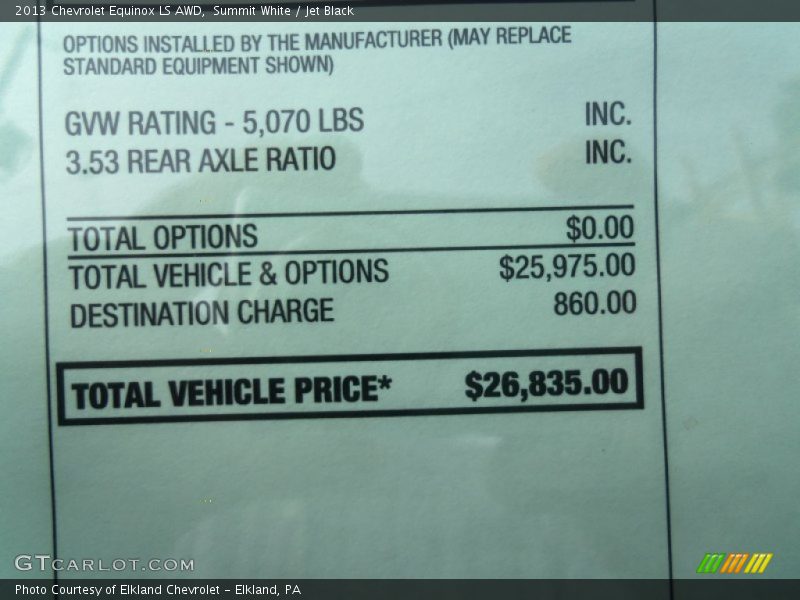 Summit White / Jet Black 2013 Chevrolet Equinox LS AWD