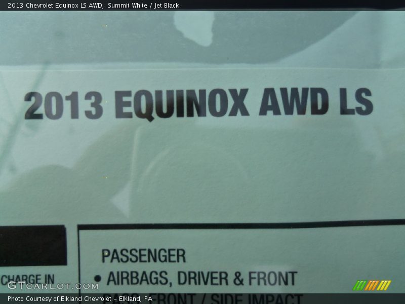 Summit White / Jet Black 2013 Chevrolet Equinox LS AWD