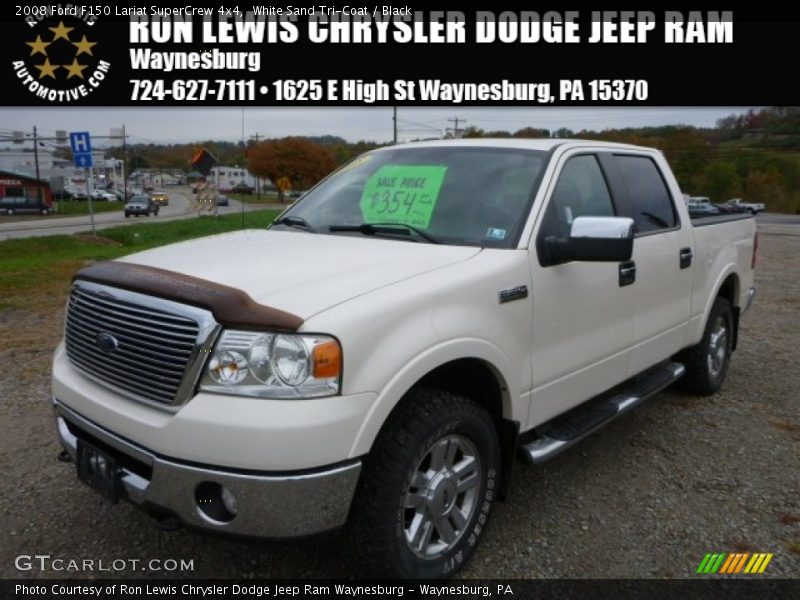 White Sand Tri-Coat / Black 2008 Ford F150 Lariat SuperCrew 4x4