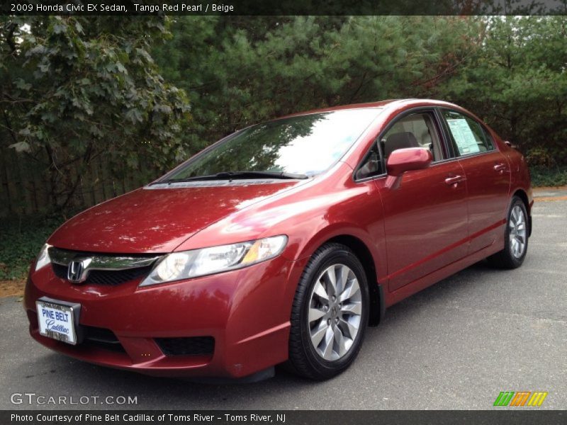 Tango Red Pearl / Beige 2009 Honda Civic EX Sedan
