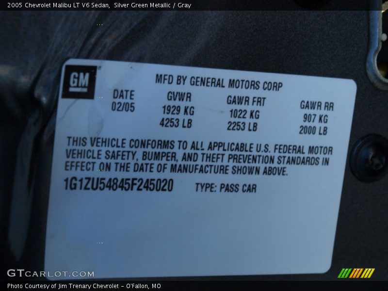 Silver Green Metallic / Gray 2005 Chevrolet Malibu LT V6 Sedan