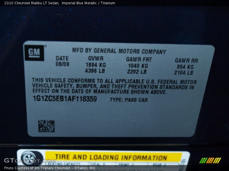 Imperial Blue Metallic / Titanium 2010 Chevrolet Malibu LT Sedan