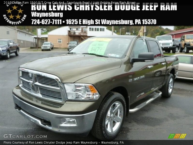 Sagebrush Pearl / Light Pebble Beige/Bark Brown 2012 Dodge Ram 1500 SLT Crew Cab 4x4
