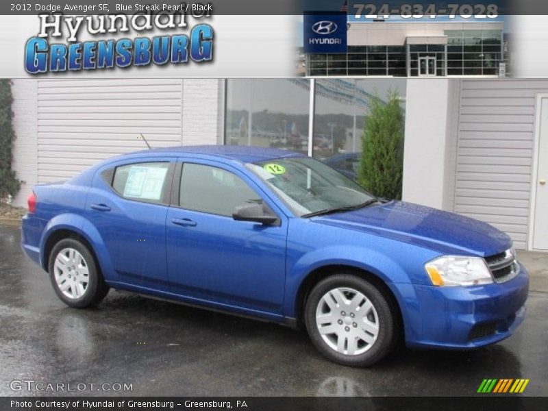 Blue Streak Pearl / Black 2012 Dodge Avenger SE