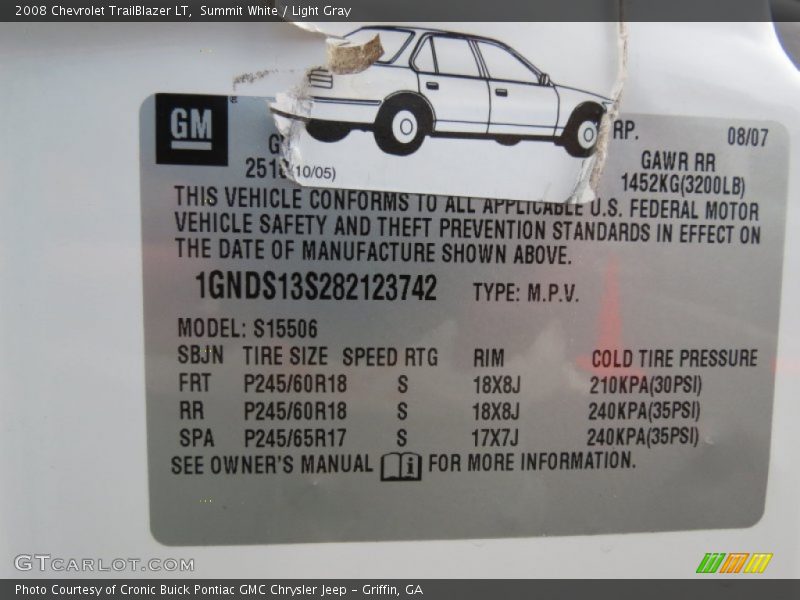 Summit White / Light Gray 2008 Chevrolet TrailBlazer LT
