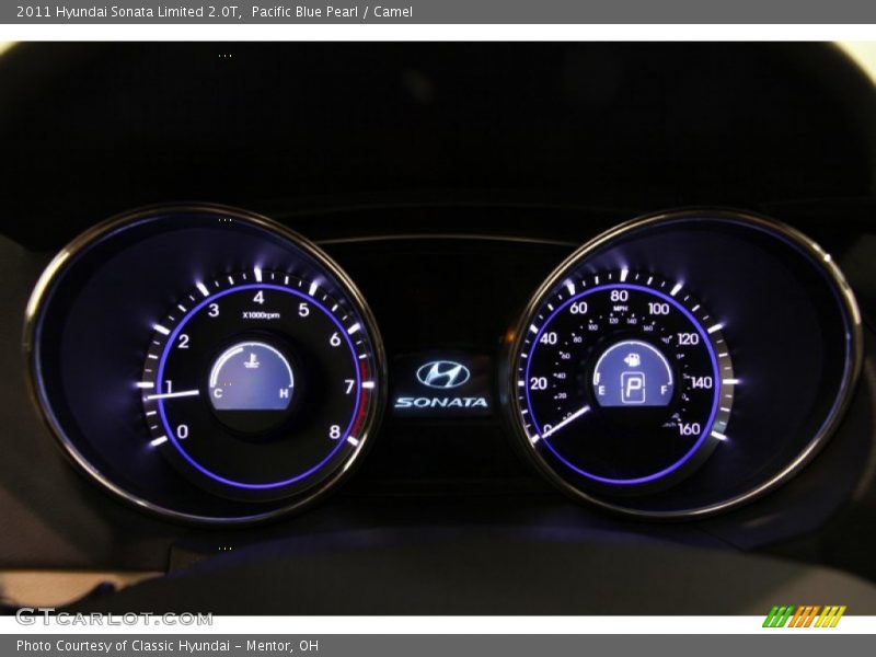 Pacific Blue Pearl / Camel 2011 Hyundai Sonata Limited 2.0T