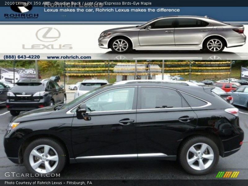 Obsidian Black / Light Gray/Espresso Birds-Eye Maple 2010 Lexus RX 350 AWD