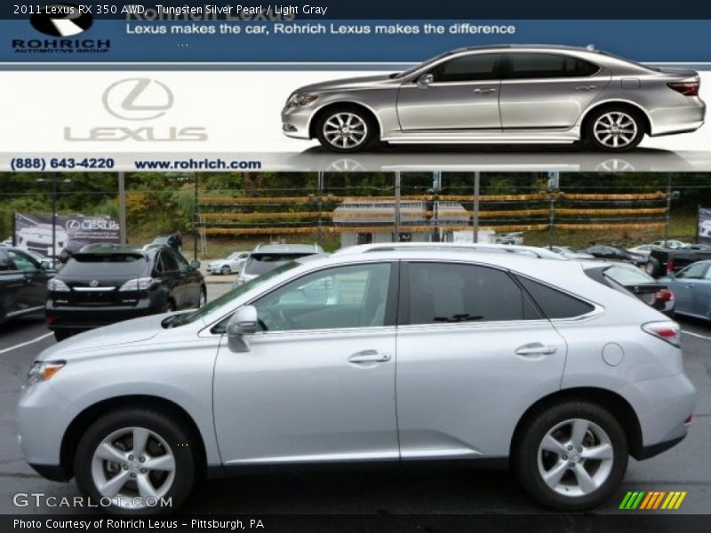 Tungsten Silver Pearl / Light Gray 2011 Lexus RX 350 AWD