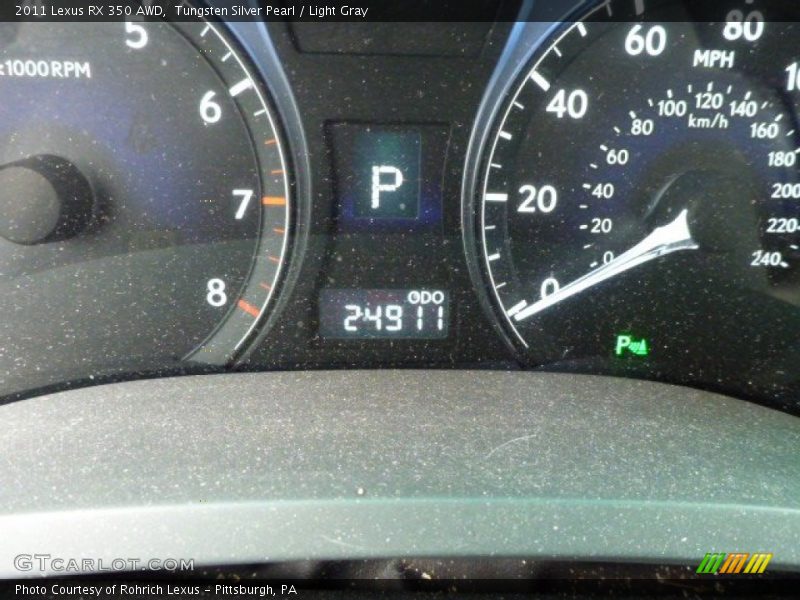 Tungsten Silver Pearl / Light Gray 2011 Lexus RX 350 AWD