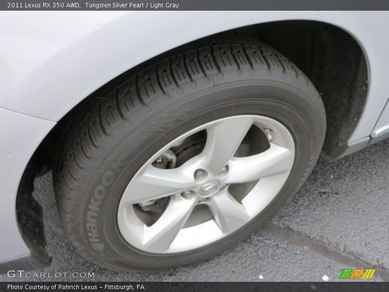 Tungsten Silver Pearl / Light Gray 2011 Lexus RX 350 AWD