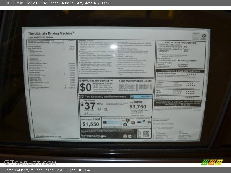 Mineral Grey Metallic / Black 2014 BMW 3 Series 328d Sedan