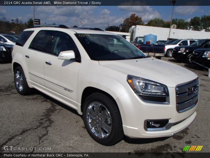 White Diamond Tricoat / Ebony 2014 GMC Acadia Denali AWD