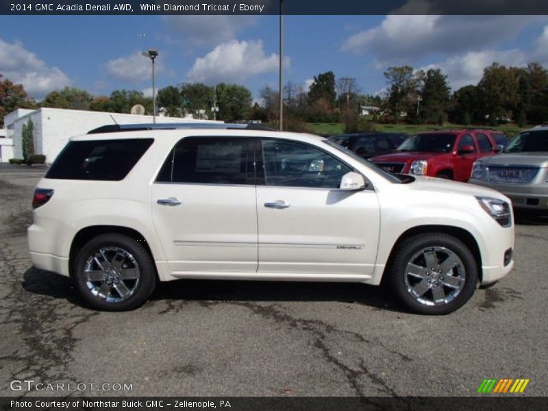 White Diamond Tricoat / Ebony 2014 GMC Acadia Denali AWD