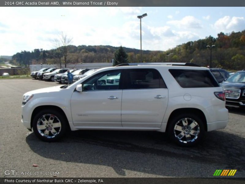 White Diamond Tricoat / Ebony 2014 GMC Acadia Denali AWD