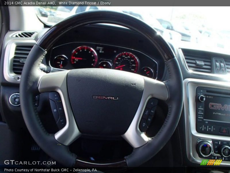 White Diamond Tricoat / Ebony 2014 GMC Acadia Denali AWD