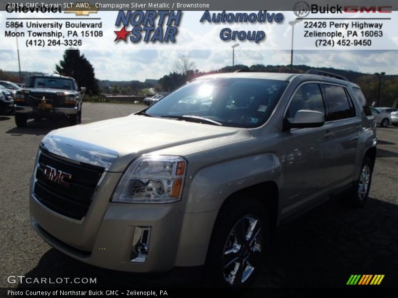 Champagne Silver Metallic / Brownstone 2014 GMC Terrain SLT AWD