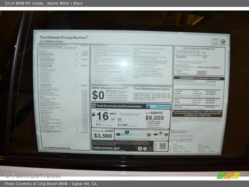 Alpine White / Black 2014 BMW M5 Sedan