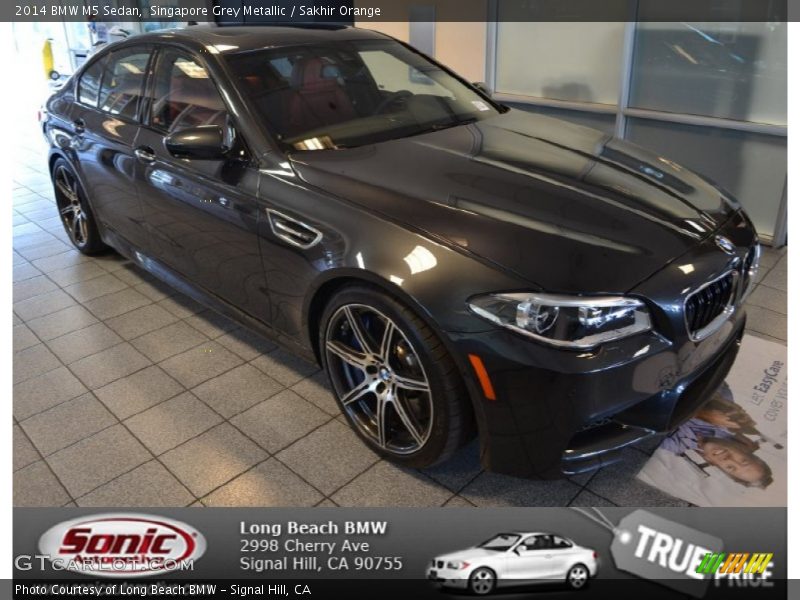 Singapore Grey Metallic / Sakhir Orange 2014 BMW M5 Sedan