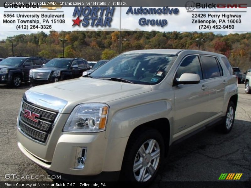 Champagne Silver Metallic / Jet Black 2014 GMC Terrain SLE AWD