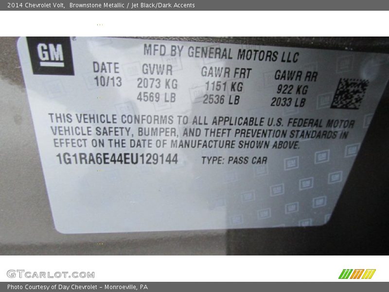 Brownstone Metallic / Jet Black/Dark Accents 2014 Chevrolet Volt