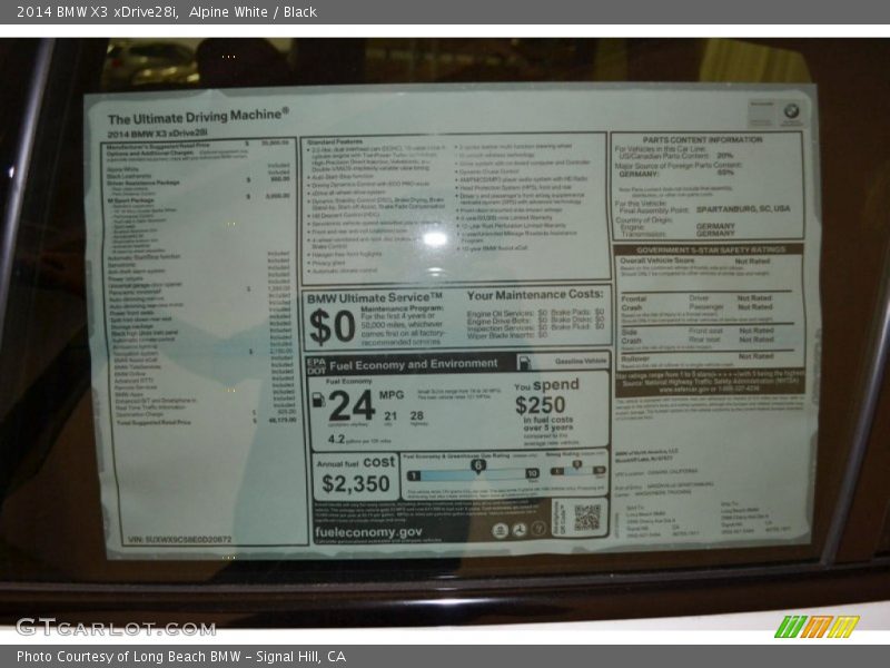 Alpine White / Black 2014 BMW X3 xDrive28i