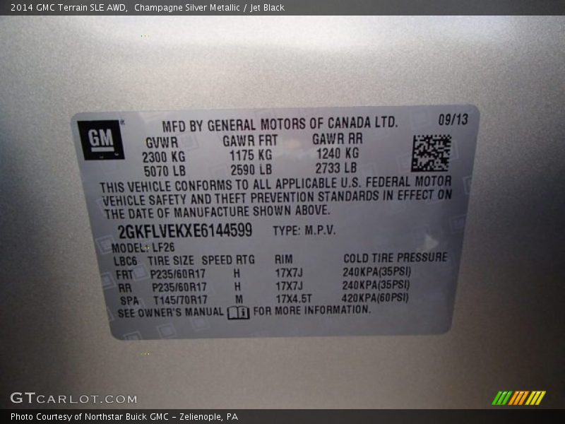 Champagne Silver Metallic / Jet Black 2014 GMC Terrain SLE AWD