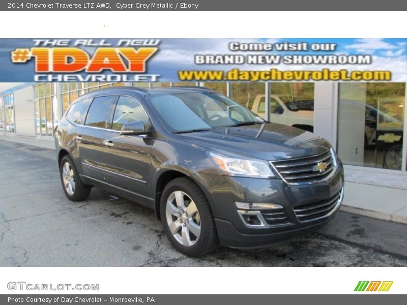 Cyber Grey Metallic / Ebony 2014 Chevrolet Traverse LTZ AWD