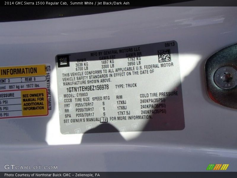 Summit White / Jet Black/Dark Ash 2014 GMC Sierra 1500 Regular Cab