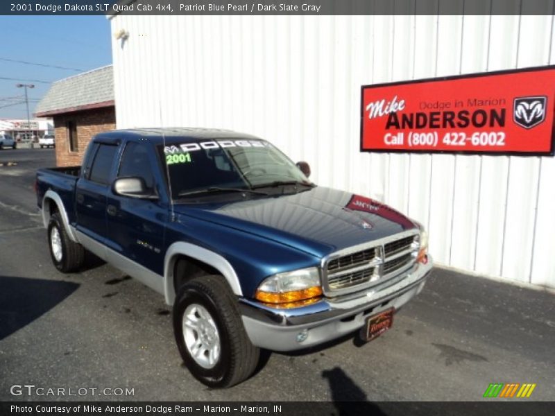 Patriot Blue Pearl / Dark Slate Gray 2001 Dodge Dakota SLT Quad Cab 4x4