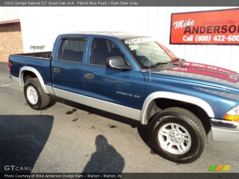 Patriot Blue Pearl / Dark Slate Gray 2001 Dodge Dakota SLT Quad Cab 4x4