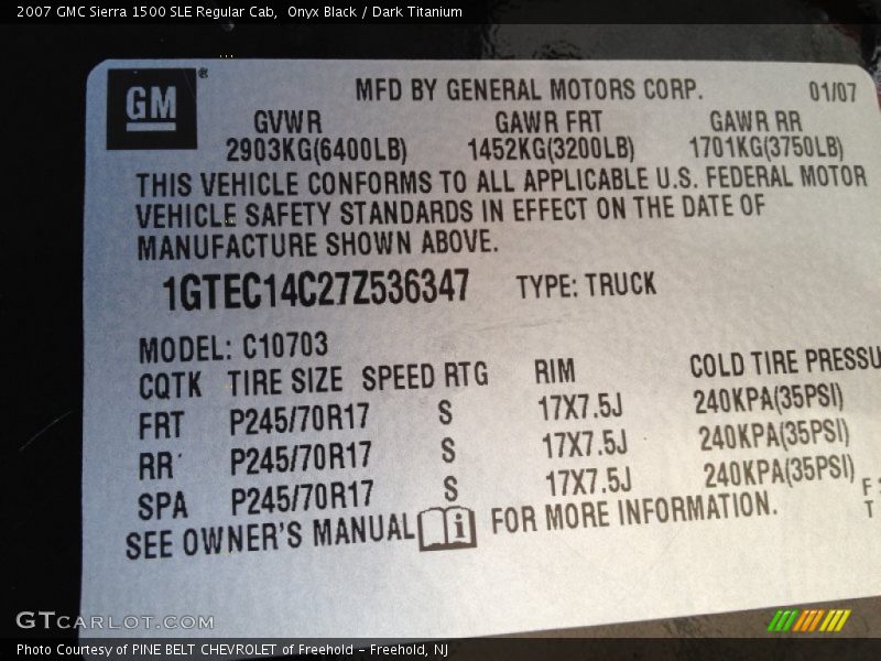Onyx Black / Dark Titanium 2007 GMC Sierra 1500 SLE Regular Cab
