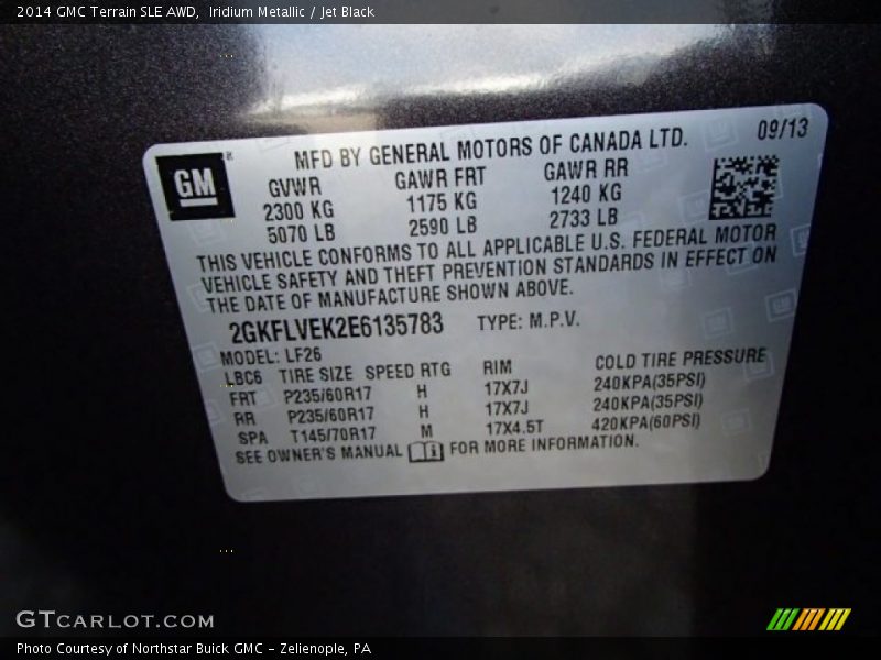 Iridium Metallic / Jet Black 2014 GMC Terrain SLE AWD
