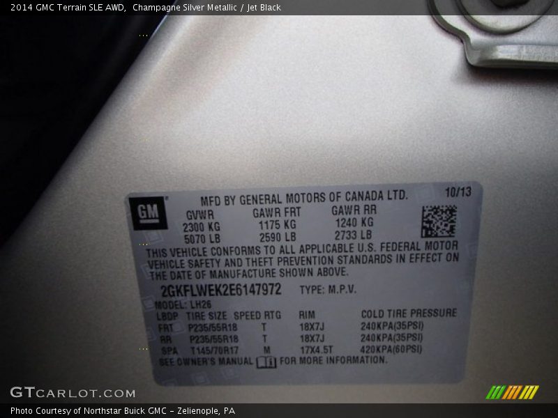 Champagne Silver Metallic / Jet Black 2014 GMC Terrain SLE AWD