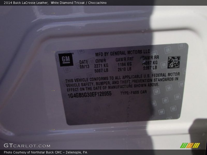 White Diamond Tricoat / Choccachino 2014 Buick LaCrosse Leather