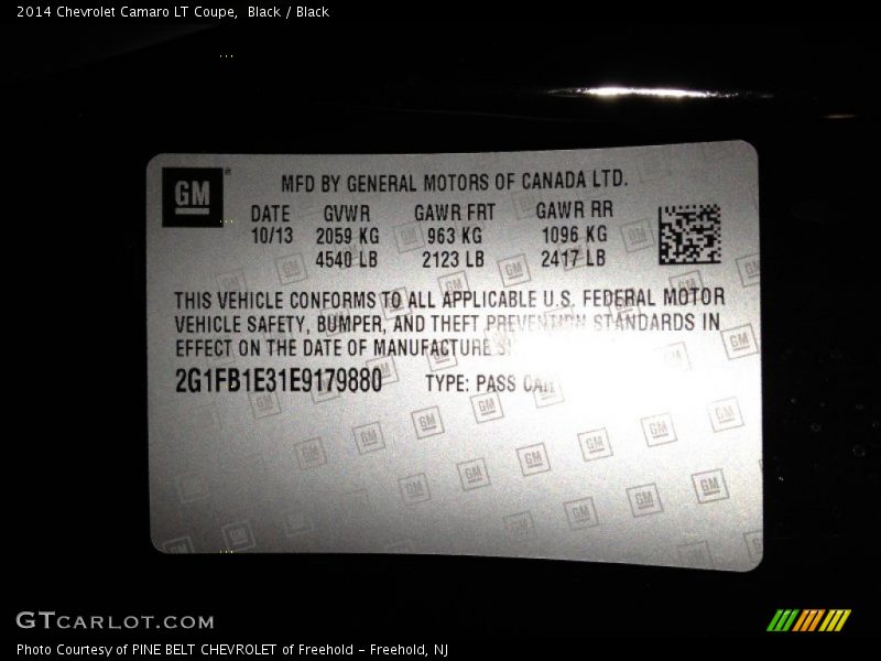 Black / Black 2014 Chevrolet Camaro LT Coupe